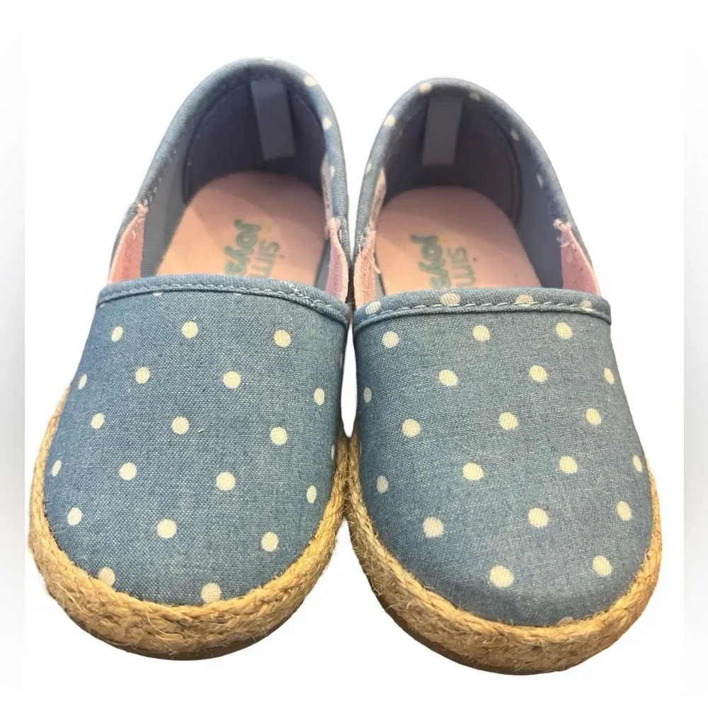 Carter’s Toddler Girl Canvas Flats Shoes Size 7 Blue & White Polka Dot
